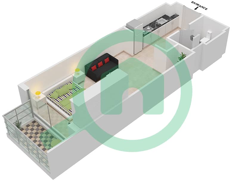 المخططات الطابقية لتصميم النموذج / الوحدة S3/10 GROUND FLOOR شقة استوديو - بانثيون إليزيه I Floor-G interactive3D