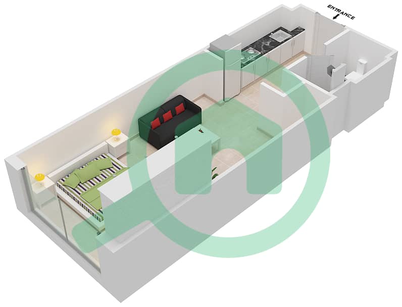 المخططات الطابقية لتصميم النموذج / الوحدة S4/10 FLOOR-1 شقة استوديو - بانثيون إليزيه I Floor-1 interactive3D
