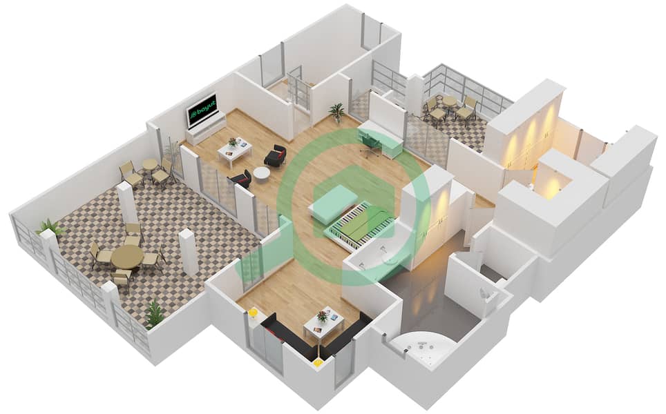 المخططات الطابقية لتصميم النموذج A شقة 4 غرف نوم - بنايات البادية Second Floor interactive3D