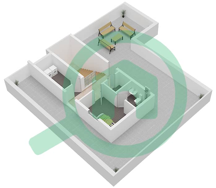 المخططات الطابقية لتصميم النموذج B فیلا 4 غرف نوم - اشبيلية Second Floor interactive3D
