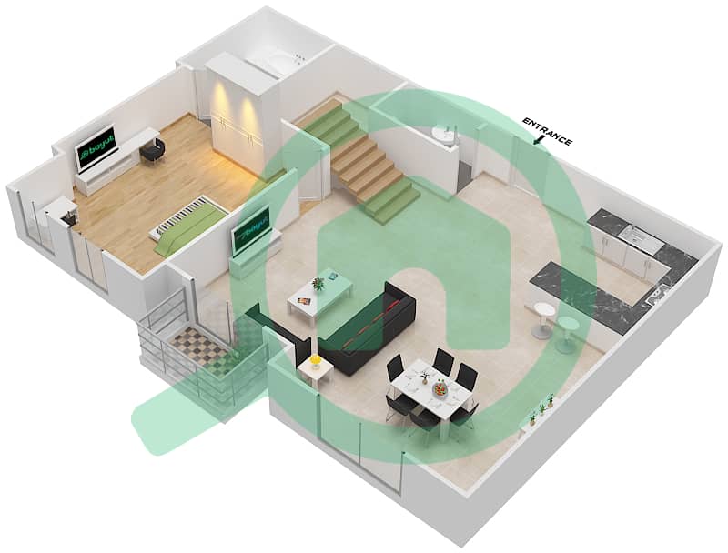 Suburbia Tower 2 - 3 Bedroom Apartment Type A DUPLEX Floor plan Lower Floor interactive3D