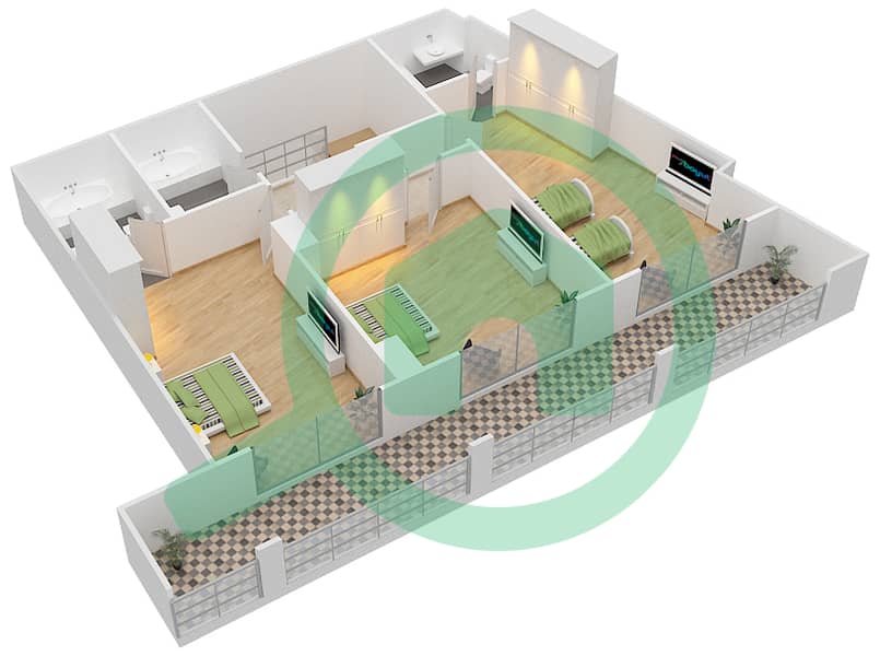 Suburbia Tower 2 - 4 Bedroom Apartment Type G DUPLEX Floor plan Upper Floor interactive3D
