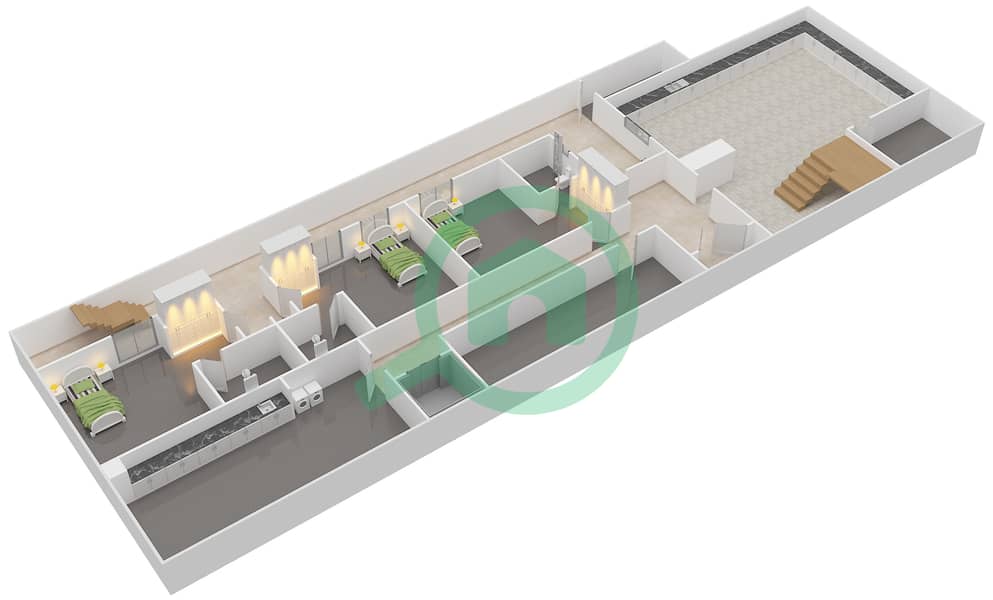 Хидд Аль Саадият - Вилла 6 Cпальни планировка Тип 2B Basement interactive3D