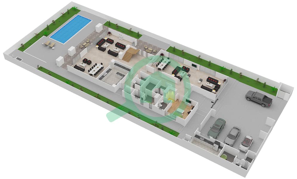 希德阿尔萨迪亚特 - 7 卧室别墅类型3B戶型图 Ground Floor interactive3D