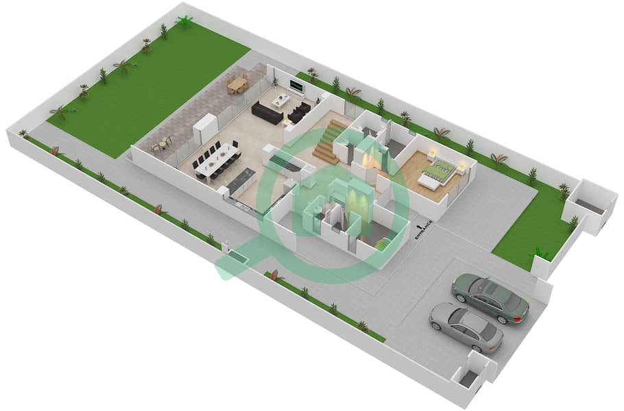 المخططات الطابقية لتصميم النموذج 7 فیلا 5 غرف نوم - حِد السعديات First Floor interactive3D