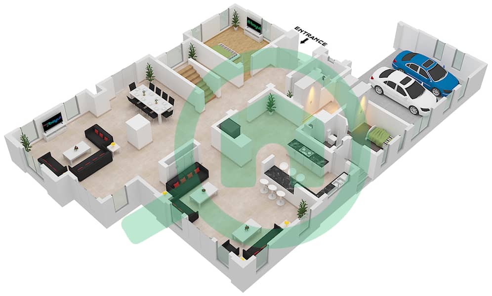Сандиалс - Вилла 4 Cпальни планировка Тип VENTO Ground Floor interactive3D