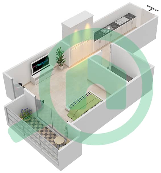 多瑙河畔度假村 - 单身公寓单位105戶型图 unit 105
Floor 1 interactive3D