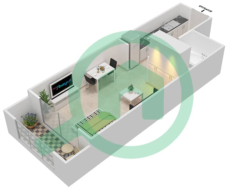 Resortz by Danube - Studio Apartment Unit 106,110,112 Floor plan Unit-106,110,112,114,116,118,120,122,124,126,133,135
Floor 1 interactive3D