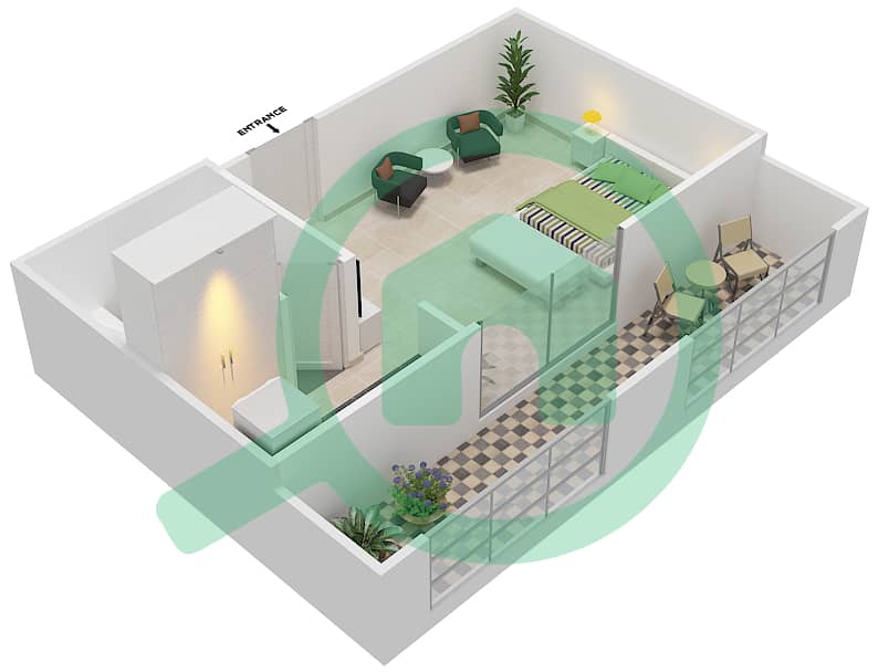 Resortz by Danube - Studio Apartment Unit 137 Floor plan unit 137
Floor 1 interactive3D