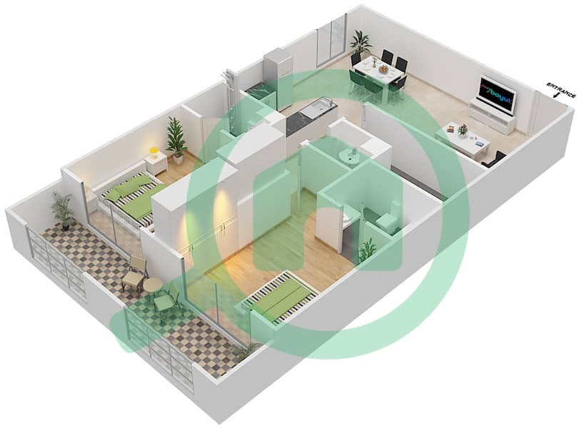 多瑙河畔度假村 - 2 卧室公寓单位209戶型图 unit 209
Floor 2 interactive3D