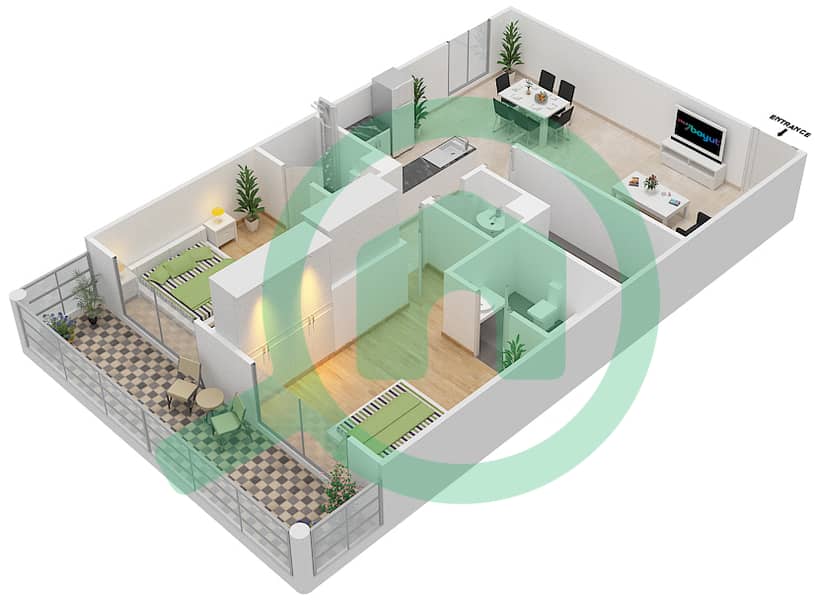 多瑙河畔度假村 - 2 卧室公寓单位309戶型图 unit 309
Floor 3 interactive3D