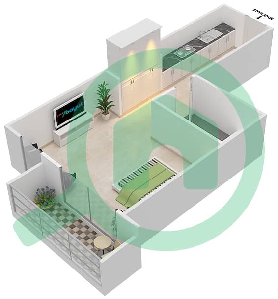 Resortz by Danube - Studio Apartment Unit 405 Floor plan unit 405
Floor 4 interactive3D