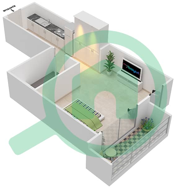 Резортс от Дануб - Апартамент Студия планировка Единица измерения 432 unit 432
Floor 4 interactive3D