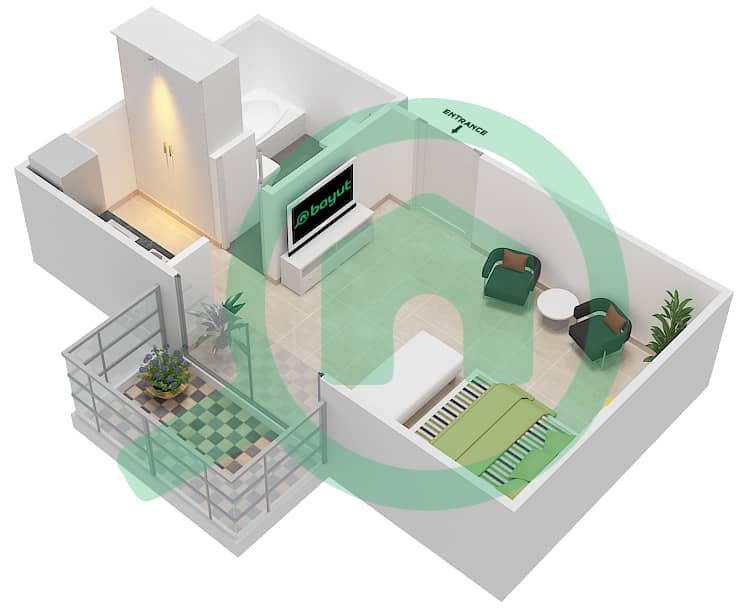 Resortz by Danube - Studio Apartment Unit 437 Floor plan unit 437
Floor 4 interactive3D