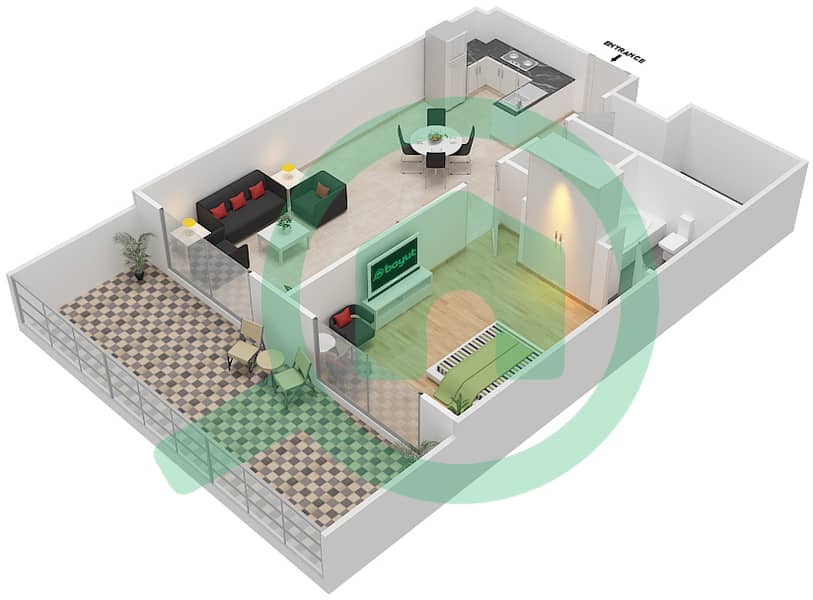 المخططات الطابقية لتصميم الوحدة G09 شقة 1 غرفة نوم - ريزورتز من دانوب G9
Ground Floor interactive3D