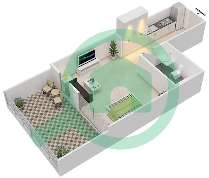 Резортс от Дануб - Апартамент Студия планировка Единица измерения G11 G11
Ground Floor interactive3D
