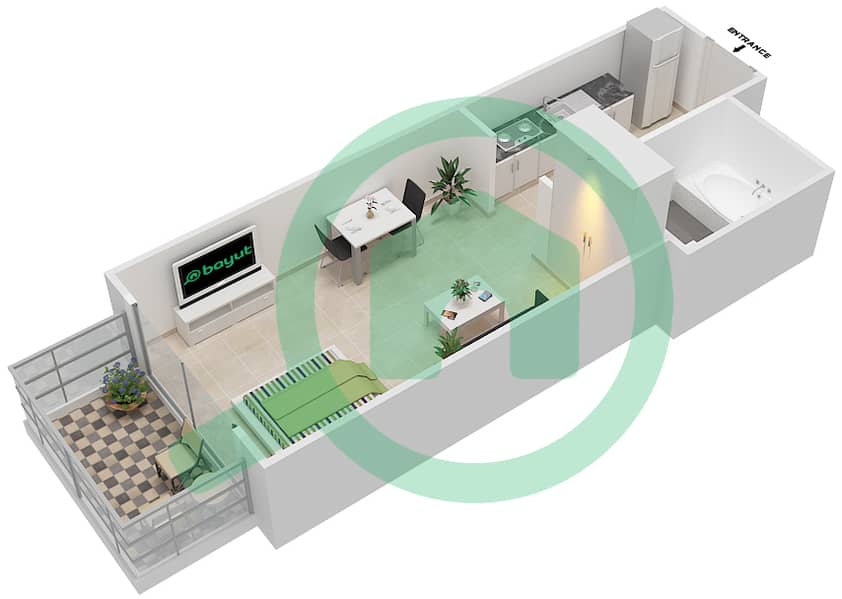 Резортс от Дануб - Апартамент Студия планировка Единица измерения 102 102
Floor 1 interactive3D