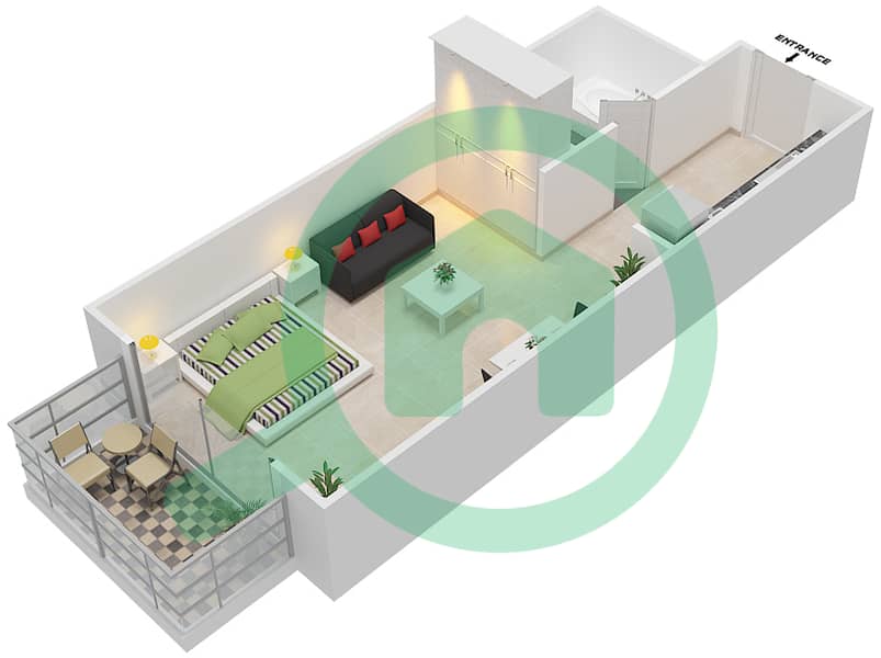 Резортс от Дануб - Апартамент Студия планировка Единица измерения 302,329 unit 302,329
Floor 3 interactive3D