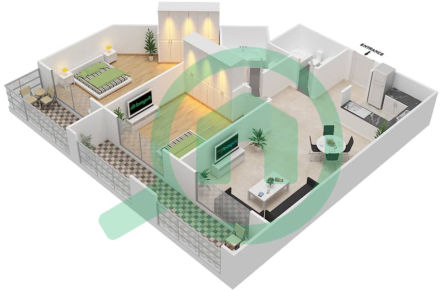 Резортс от Дануб - Апартамент 2 Cпальни планировка Единица измерения 309 309
Floor 3 interactive3D