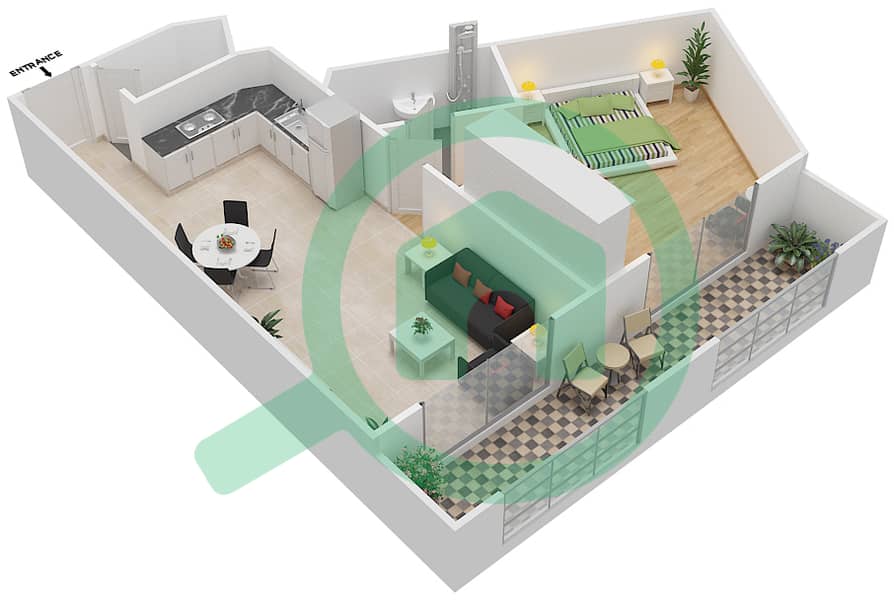 المخططات الطابقية لتصميم الوحدة 112 FLOOR 1 شقة 1 غرفة نوم - ريزورتز من دانوب Unit-112
Floor 1 interactive3D