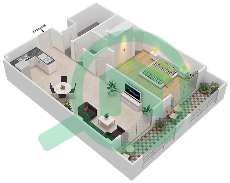 Резортс от Дануб - Апартамент 1 Спальня планировка Единица измерения 114 FLOOR 1 Unit-114
Floor 1 interactive3D