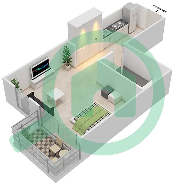 Resortz by Danube - Studio Apartment Unit 166 Floor plan Unit-405
Floor 4 interactive3D