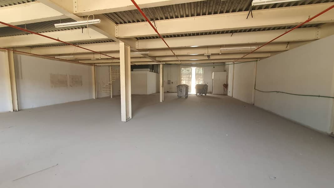 AMAZING OFFER WAREHOUSES 15K SQFT WITH 95KW WITH OFFICES MEZANIN WITH 5K SQFT OPEN YARD MAIN LOCATION AL SAJA AREA