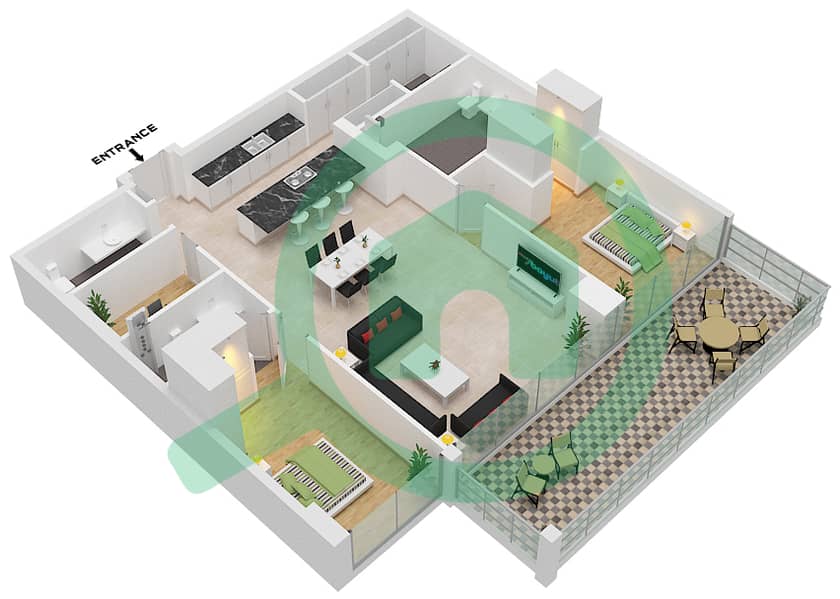 Six Senses Residences - 2 Bedroom Penthouse Type/unit A1/08 FLOOR 6 Floor plan interactive3D
