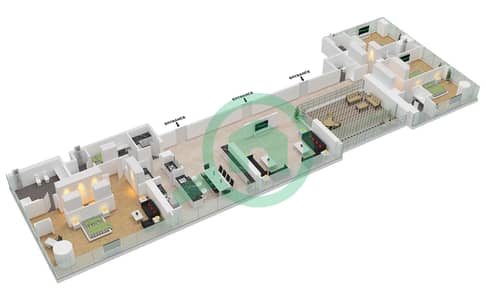 المخططات الطابقية لتصميم النموذج A شقة 4 غرف نوم - برج اس