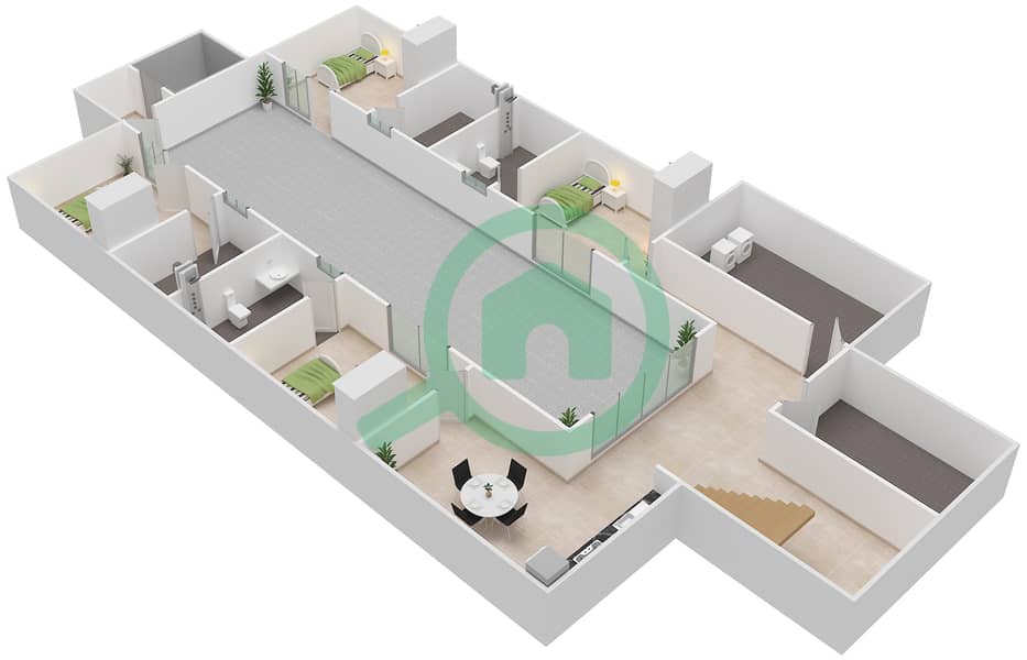 المخططات الطابقية لتصميم النموذج B فیلا 6 غرف نوم - ذا ريزيرف Basement interactive3D