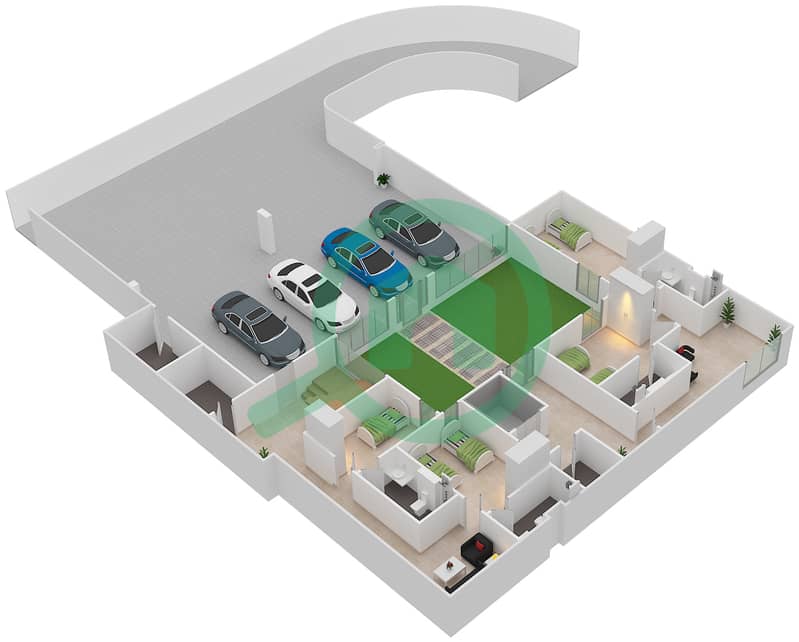 المخططات الطابقية لتصميم النموذج C فیلا 6 غرف نوم - ذا ريزيرف Basement interactive3D