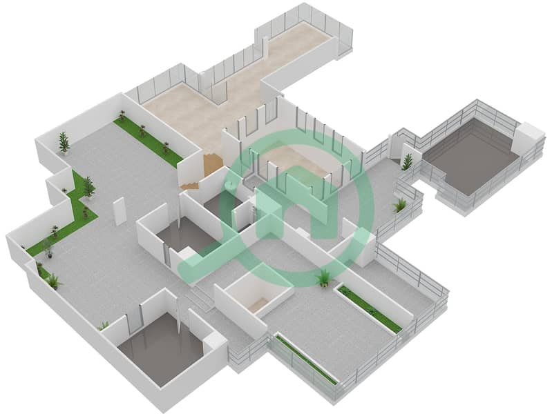 Резиденсес - Вилла 6 Cпальни планировка Тип B2 Roof interactive3D