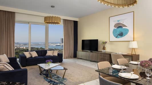 3 Bedroom Hotel Apartment for Rent in Dubai Media City, Dubai - Furnished | 6 cheques | Palm Views | View Now