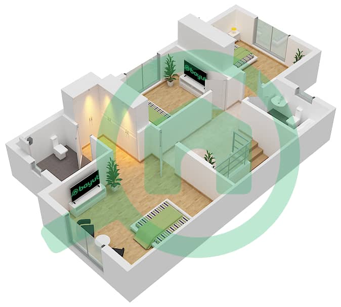 المخططات الطابقية لتصميم النموذج CU فیلا 4 غرف نوم - امارانتا First Floor interactive3D
