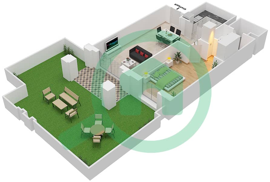 Yansoon 2 - 1 Bedroom Apartment Unit 5 / GROUND FLOOR Floor plan Ground Floor interactive3D