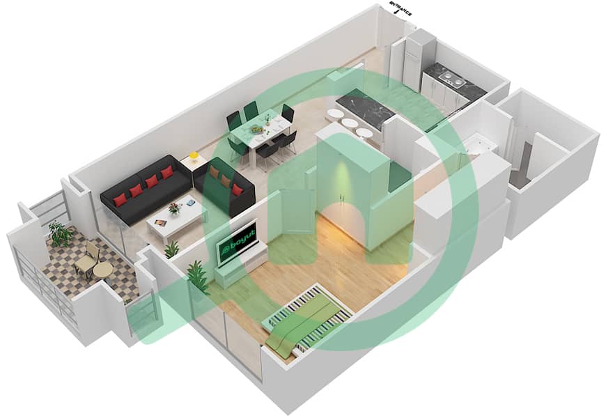 المخططات الطابقية لتصميم الوحدة 10 FLOOR 1-3 شقة 1 غرفة نوم - يانسون 4 Floor 1-3 interactive3D