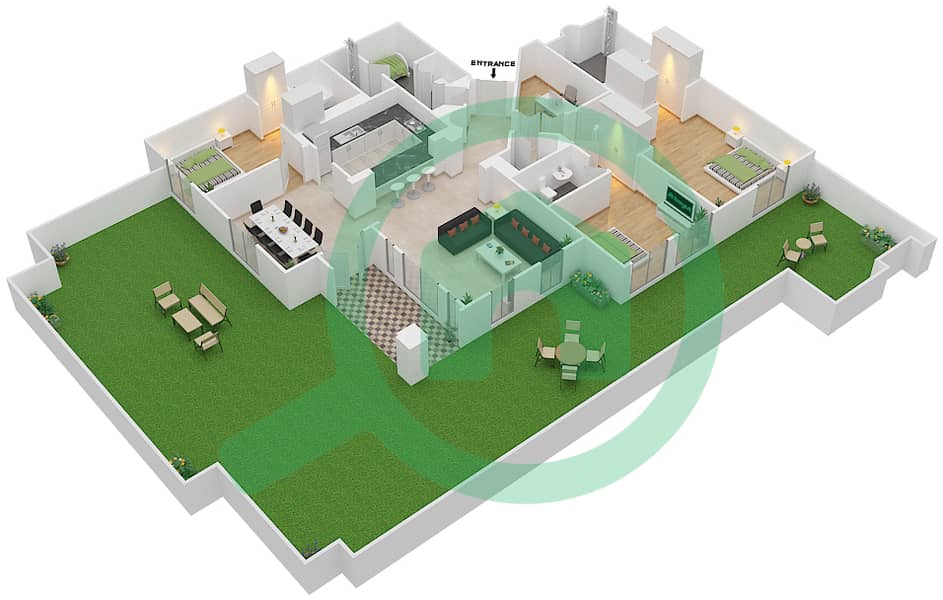 Yansoon 4 - 3 Bedroom Apartment Unit 12 GROUND FLOOR Floor plan Ground Floor interactive3D