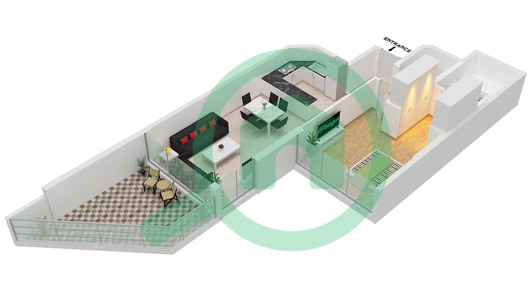 Azizi Mina - 1 Bedroom Apartment Unit 06 FLOOR 1-5 Floor plan Floor 1-5 interactive3D