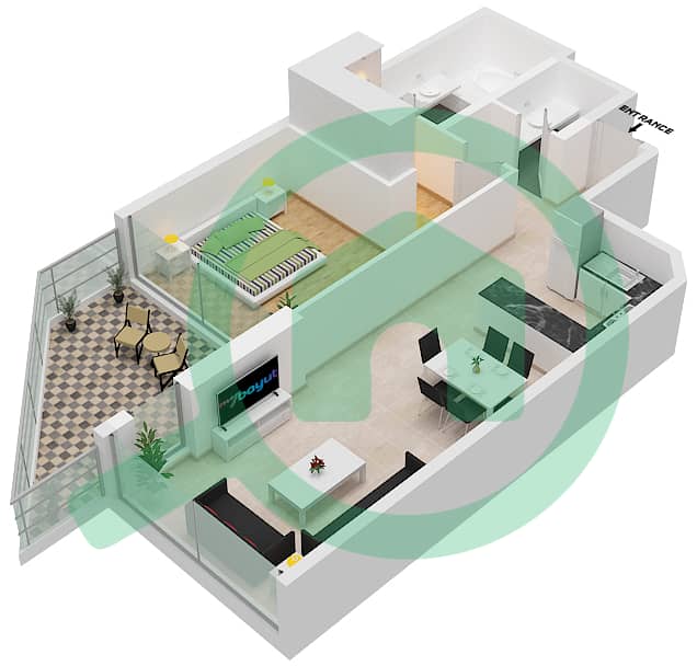 المخططات الطابقية لتصميم الوحدة 09 FLOOR 1,2 شقة 1 غرفة نوم - عزيزي مينا Floor 1,2 interactive3D