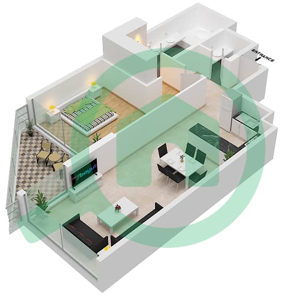Азизи Мина - Апартамент 1 Спальня планировка Единица измерения 10 FLOOR 1,2 Floor 1,2 interactive3D