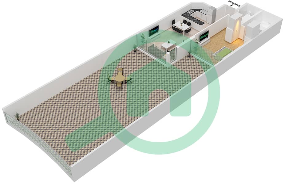 Azizi Mina - 1 Bedroom Apartment Unit 15 FLOOR 1 Floor plan Floor 1 interactive3D