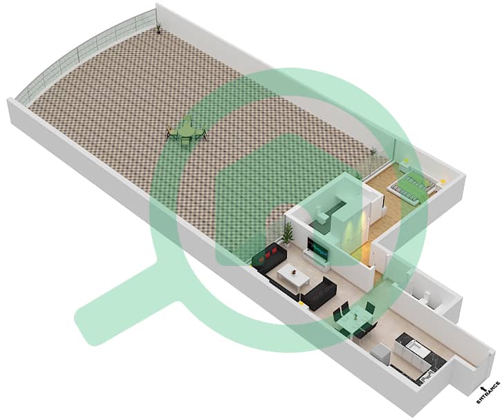 Azizi Mina - 1 Bedroom Apartment Unit 16 FLOOR 1 Floor plan Floor 1 interactive3D