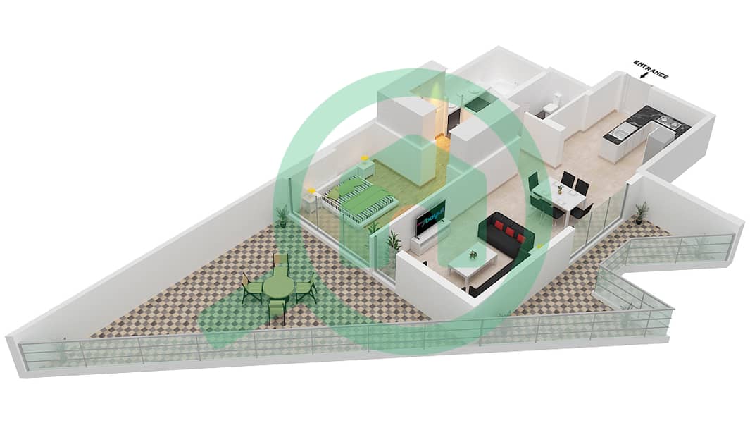 Азизи Мина - Апартамент 1 Спальня планировка Единица измерения 18 FLOOR 1 Floor 1 interactive3D