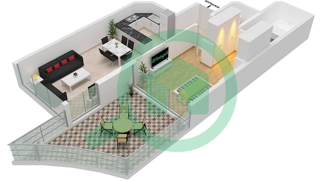 Azizi Mina - 1 Bedroom Apartment Unit 7 FLOOR 2-5 Floor plan Floor 2-5 interactive3D
