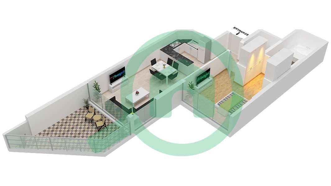 المخططات الطابقية لتصميم الوحدة 13 FLOOR 2 شقة 1 غرفة نوم - عزيزي مينا Floor 2 interactive3D