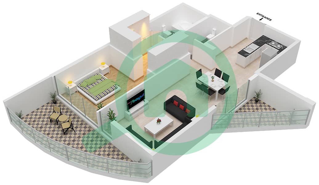 المخططات الطابقية لتصميم الوحدة 18 FLOOR 2 شقة 1 غرفة نوم - عزيزي مينا Floor 2 interactive3D