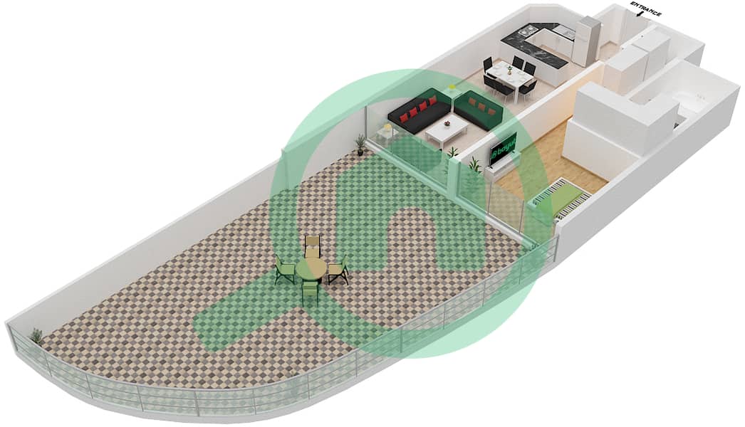 المخططات الطابقية لتصميم الوحدة 9 FLOOR 3 شقة 1 غرفة نوم - عزيزي مينا Floor 3 interactive3D