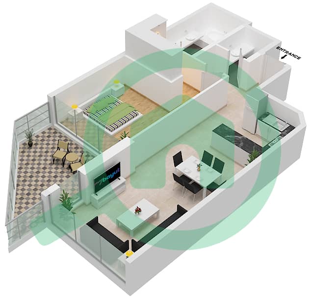 阿齐兹米娜公寓 - 1 卧室公寓单位11 FLOOR 3戶型图 Floor 3 interactive3D