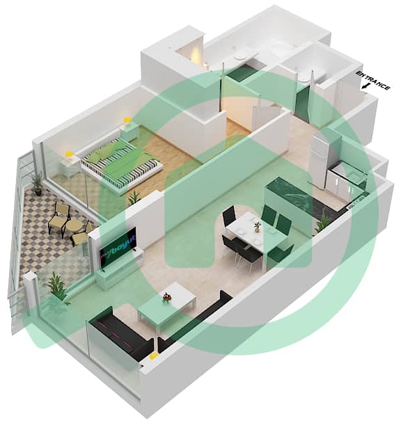 Azizi Mina - 1 Bedroom Apartment Unit 12 FLOOR 3 Floor plan Floor 3 interactive3D