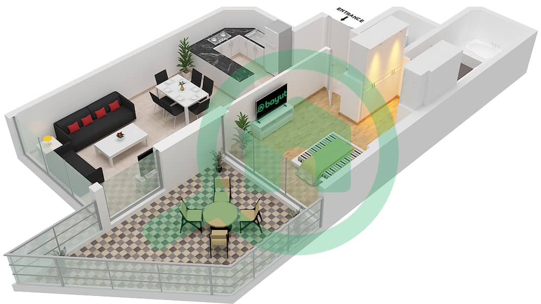 المخططات الطابقية لتصميم الوحدة 16 FLOOR 3 شقة 1 غرفة نوم - عزيزي مينا Floor 3 interactive3D